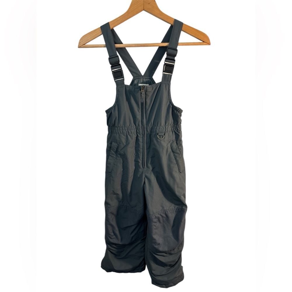 Lands End Squall Winter Snow Ski Bibs Pant Overalls Kids Size 5 Gray Iron Knee